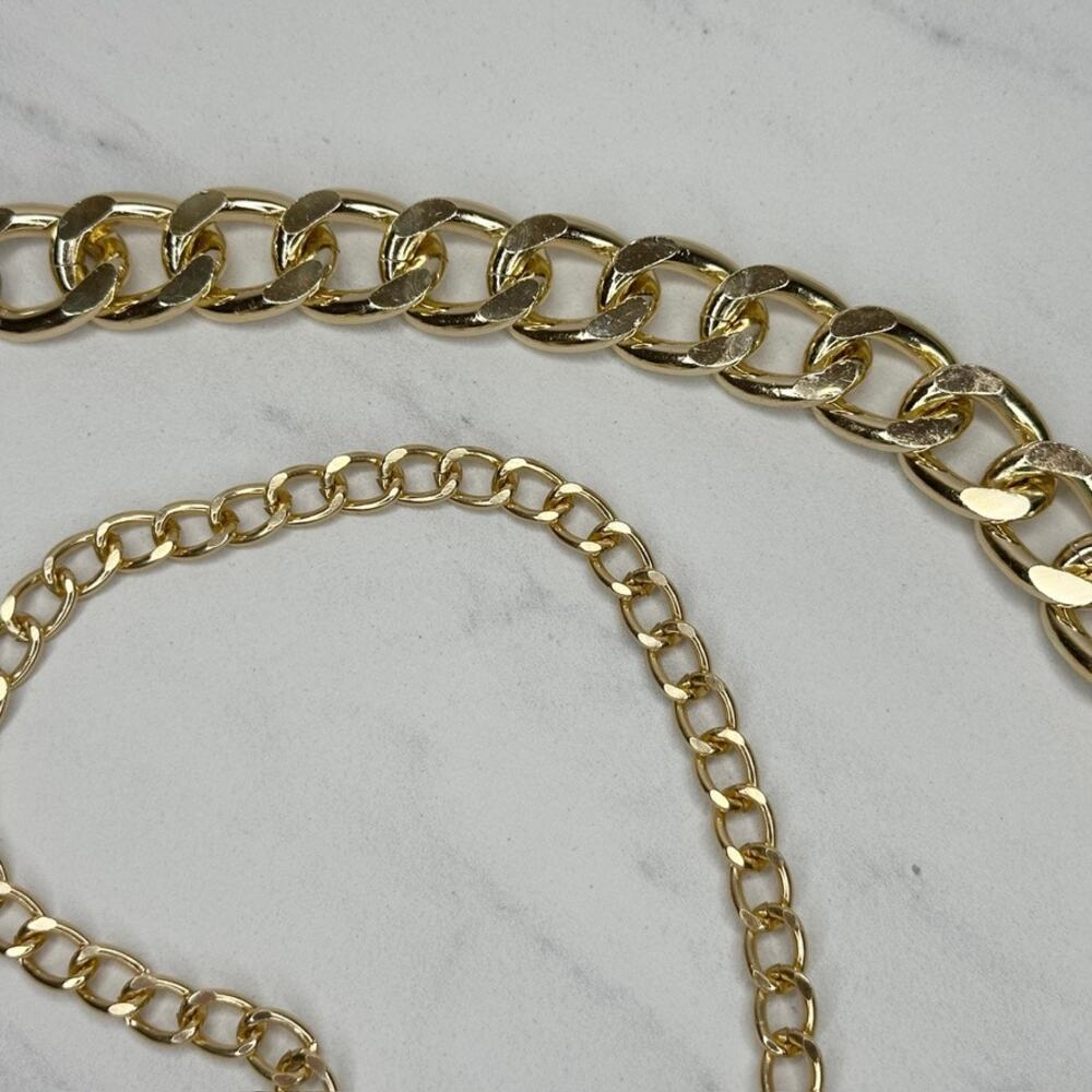 Womens Gold Tone Draped Multi Chain Belt Coin Charm One Size (OS) ✨ - Picture 14 of 16
